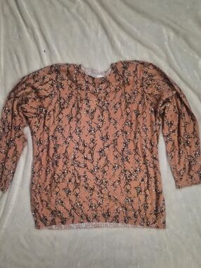 Floral Peach Lightweight Sweater 2X Casual Spring Top